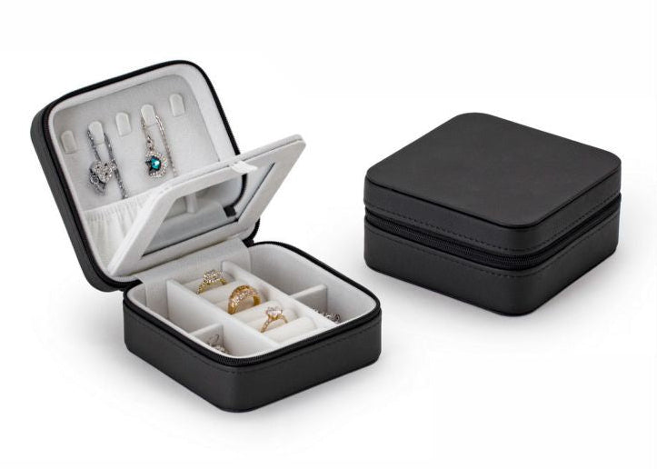 Compact Velvet Jewellery Box – Double-Layer Travel Organiser