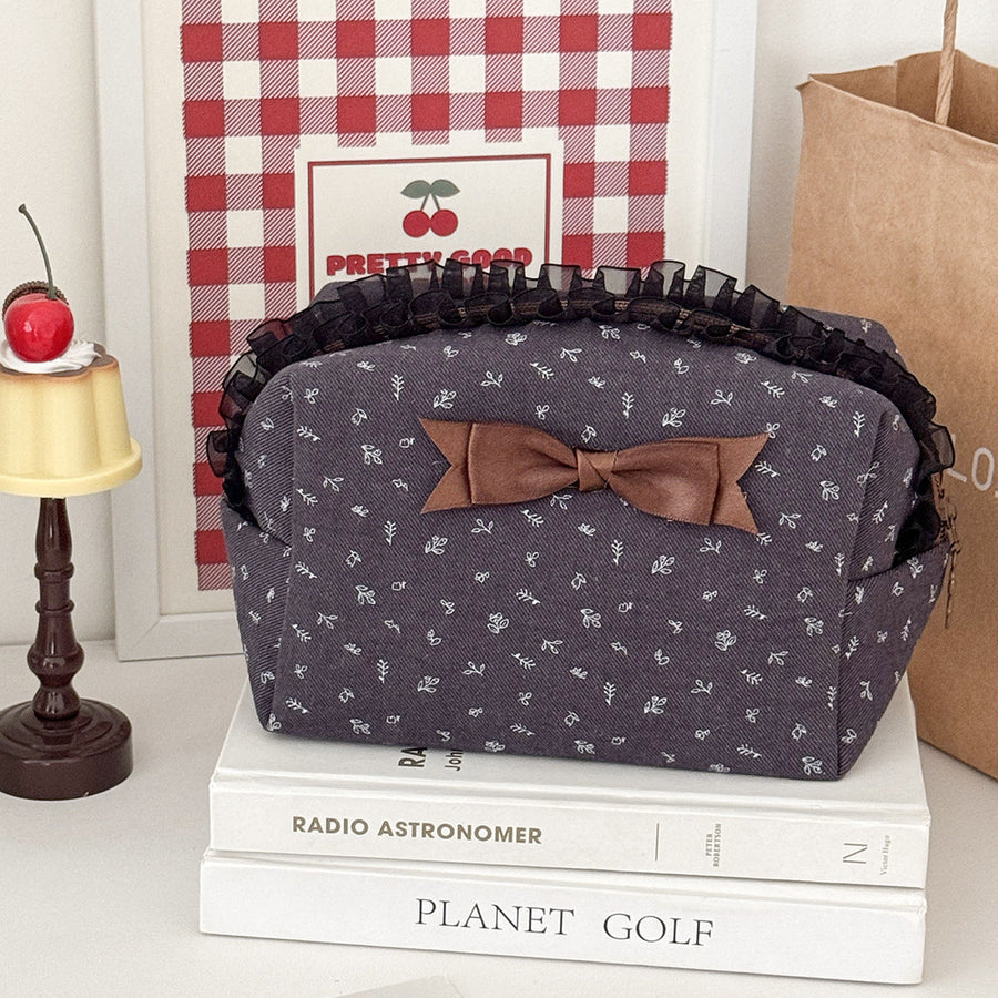 Lace-Trim Travel Makeup & Toiletry Pouch