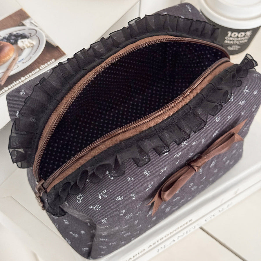 Lace-Trim Travel Makeup & Toiletry Pouch