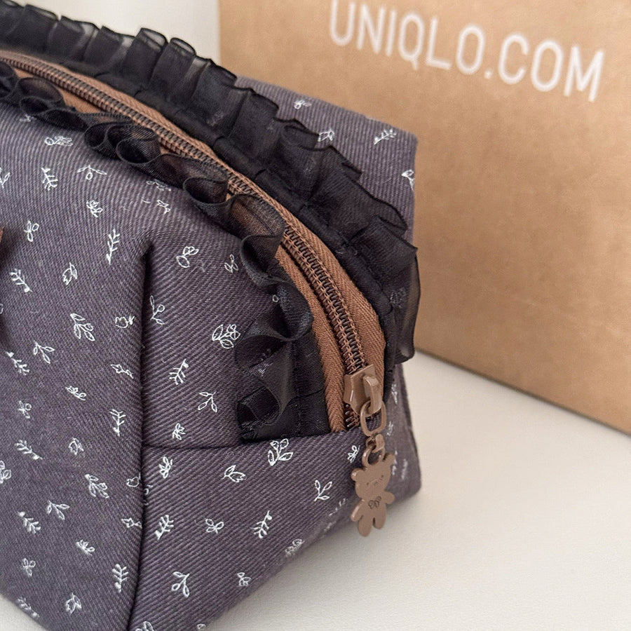Lace-Trim Travel Makeup & Toiletry Pouch