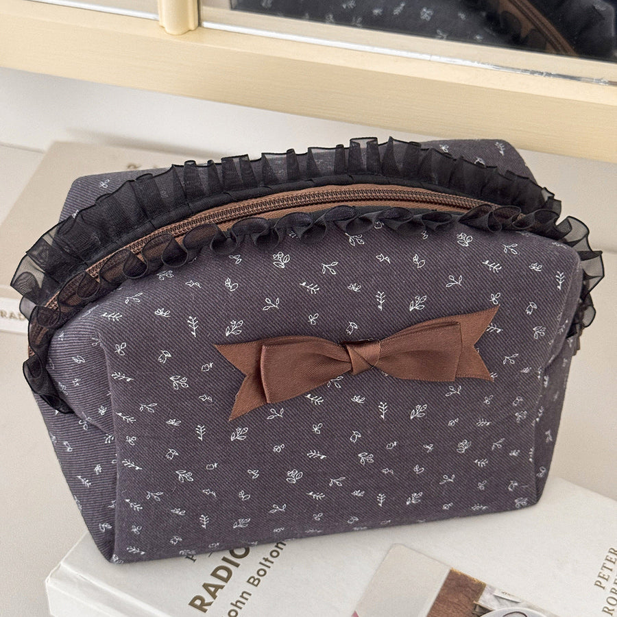 Lace-Trim Travel Makeup & Toiletry Pouch