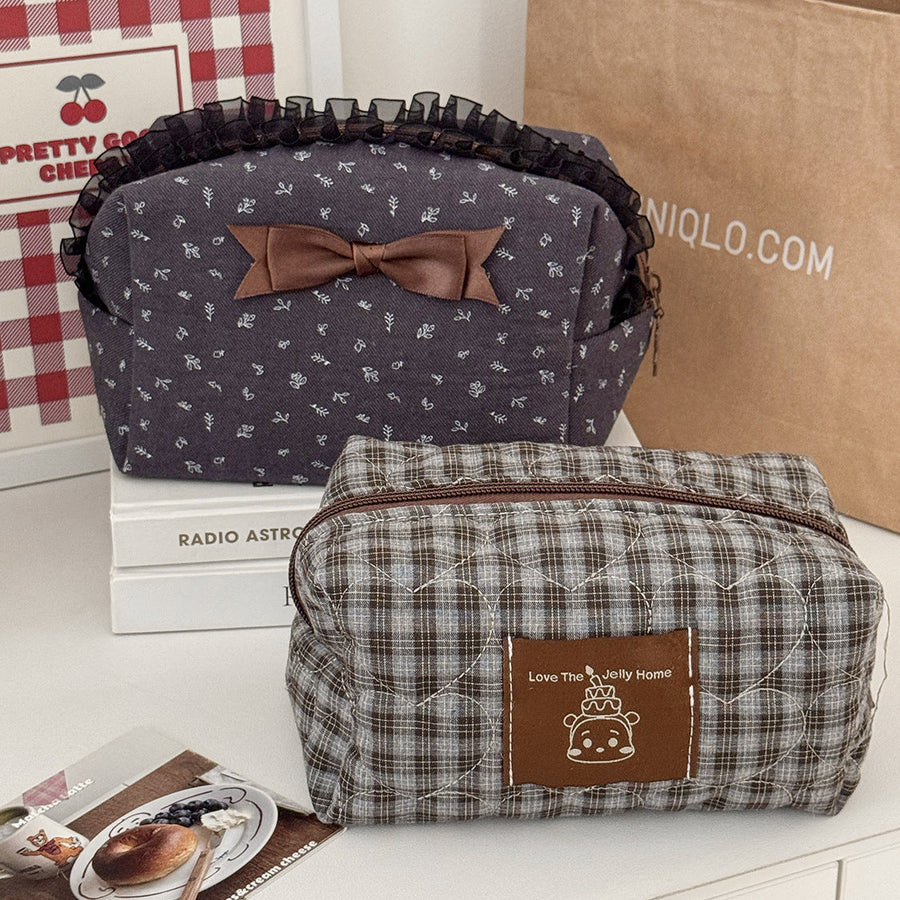 Lace-Trim Travel Makeup & Toiletry Pouch