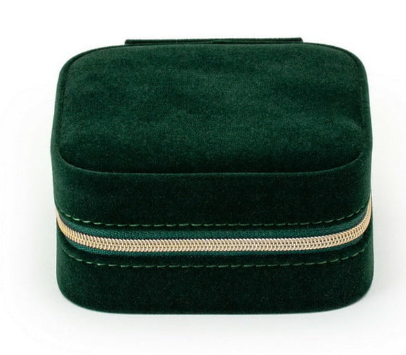 Compact Velvet Jewellery Box – Double-Layer Travel Organiser