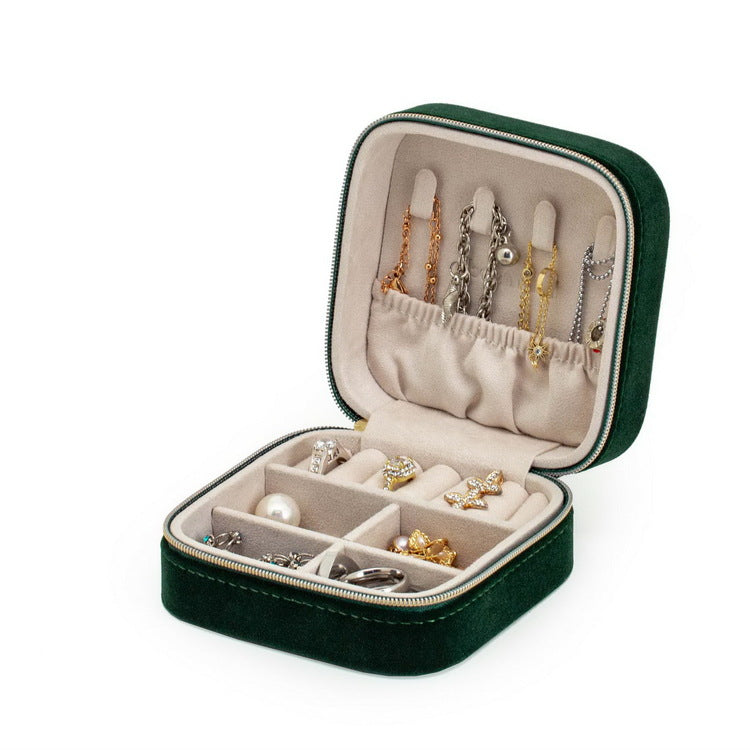 Compact Velvet Jewellery Box – Double-Layer Travel Organiser