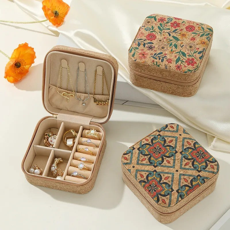 Cork Travel Jewellery Box – Portable Ring & Necklace Case