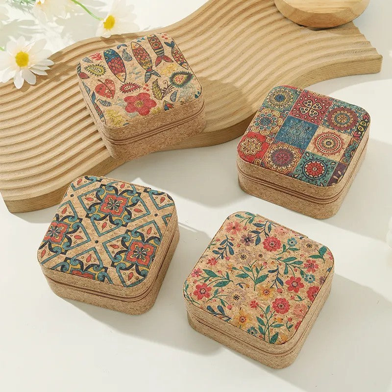 Cork Travel Jewellery Box – Portable Ring & Necklace Case