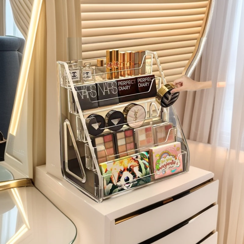 Clear Acrylic Tiered Cosmetics Display Stand – Lipstick & Skincare Organiser