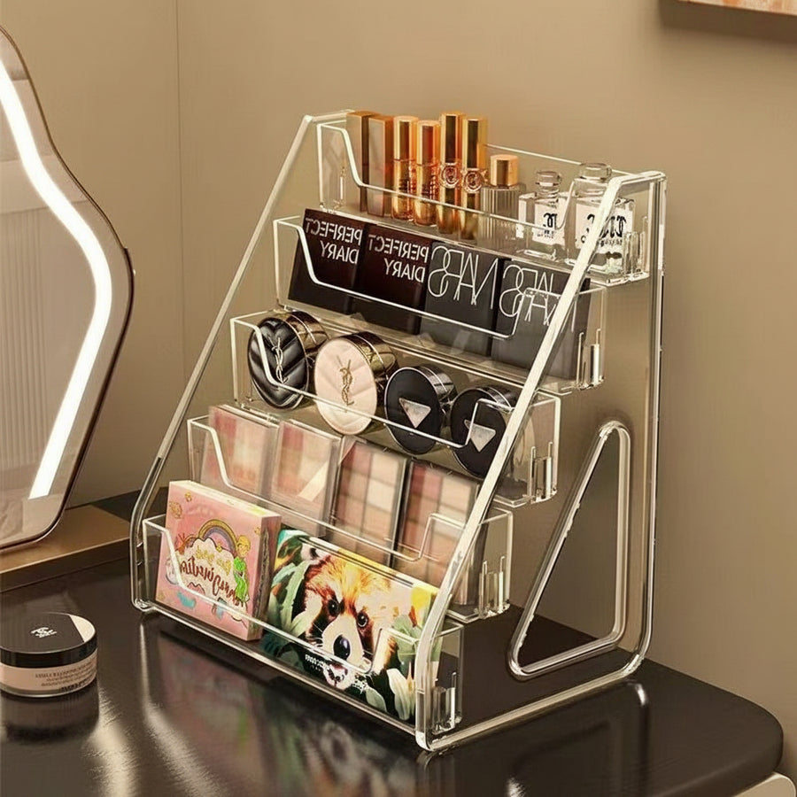 Clear Acrylic Tiered Cosmetics Display Stand – Lipstick & Skincare Organiser