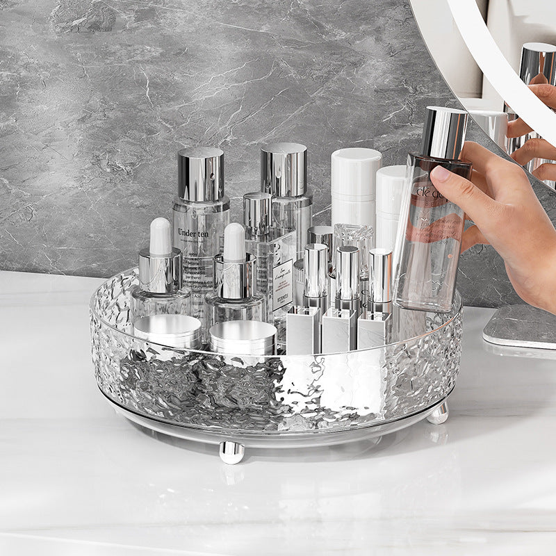 Glacier Pattern Rotating Cosmetics Organiser – Spinning Dressing Table Turntable