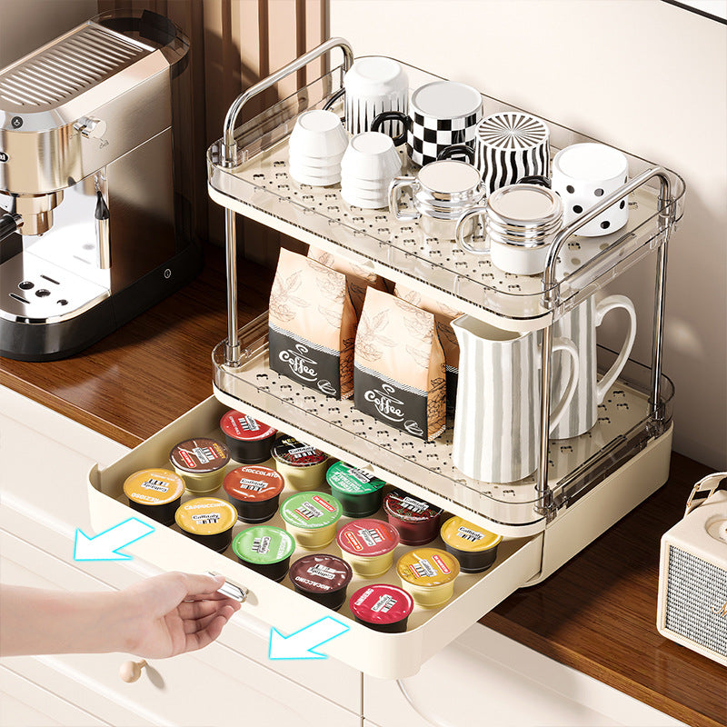Double-Layer Cup & Mug Storage Rack with Drainage Tray – Kitchen Countertop Organiser