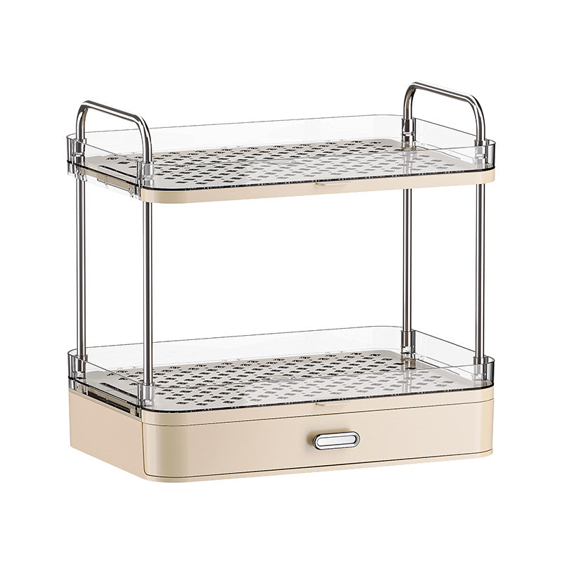 Double-Layer Cup & Mug Storage Rack with Drainage Tray – Kitchen Countertop Organiser