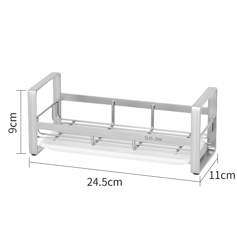 304 Stainless Steel Kitchen Dishcloth & Sponge Drain Rack – Countertop or Wall Hanging