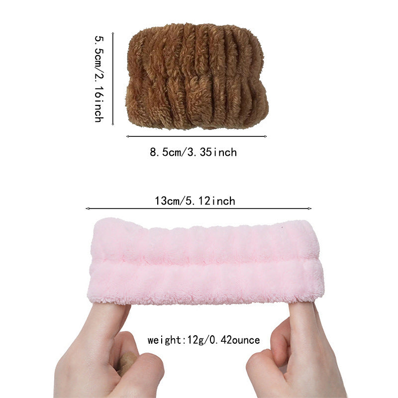 Plush Face Wash Hair Band & Wrist Strap – Absorbent, Quick-Dry Skincare Accessories