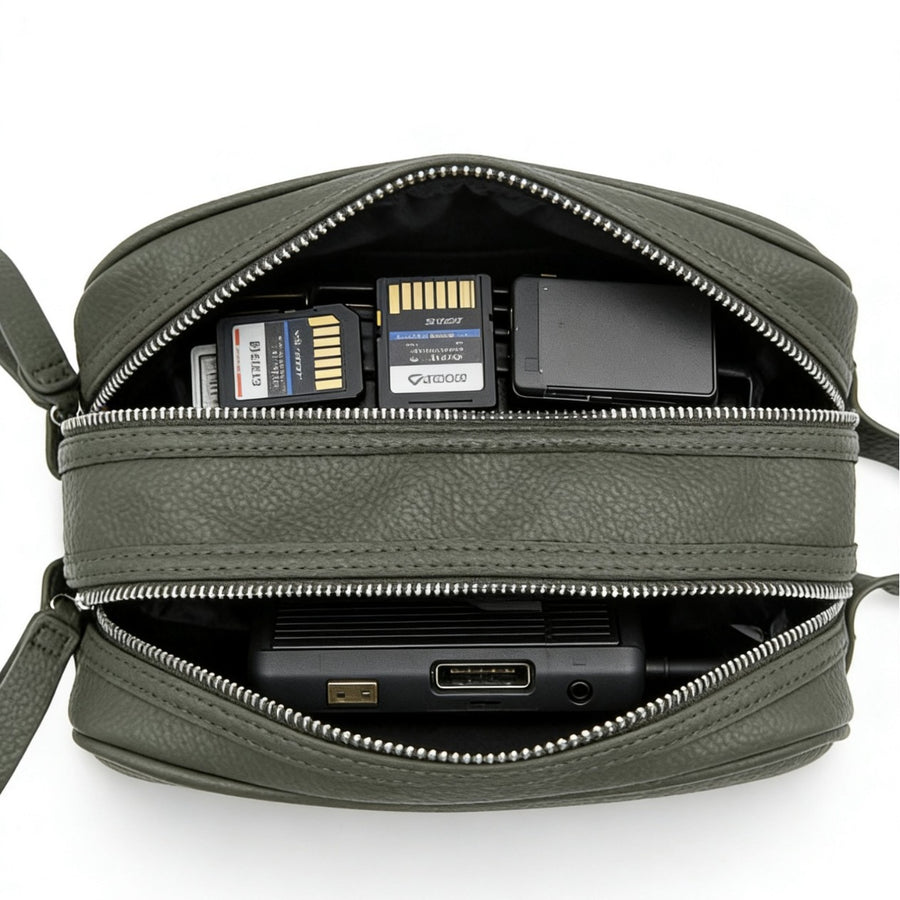 PU Leather Toiletry & Cosmetic Bag – Waterproof, Zip Close, 24×13×13cm