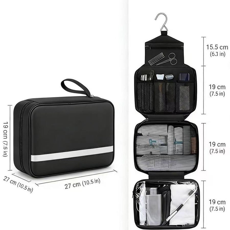 Nylon Hanging Folding Toiletry Bag – Lightweight, Water-Resistant, Large Capacity