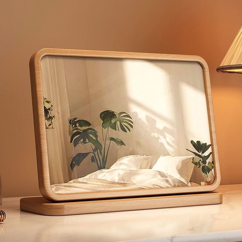 Bamboo Desk Mirror — Natural Vanity & Desk Organiser
