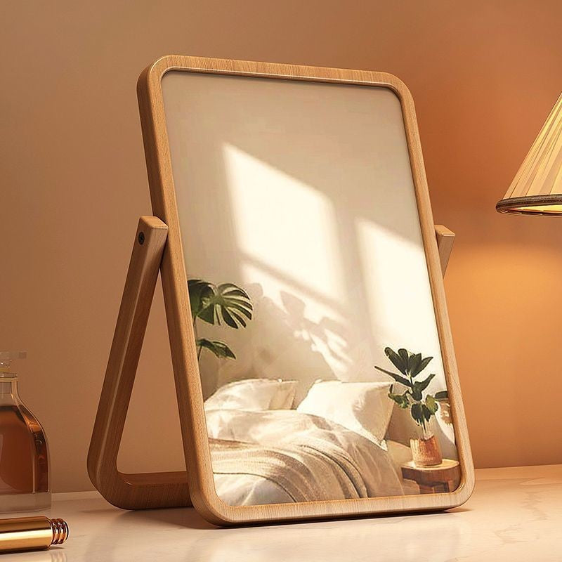 Bamboo Desk Mirror — Natural Vanity & Desk Organiser
