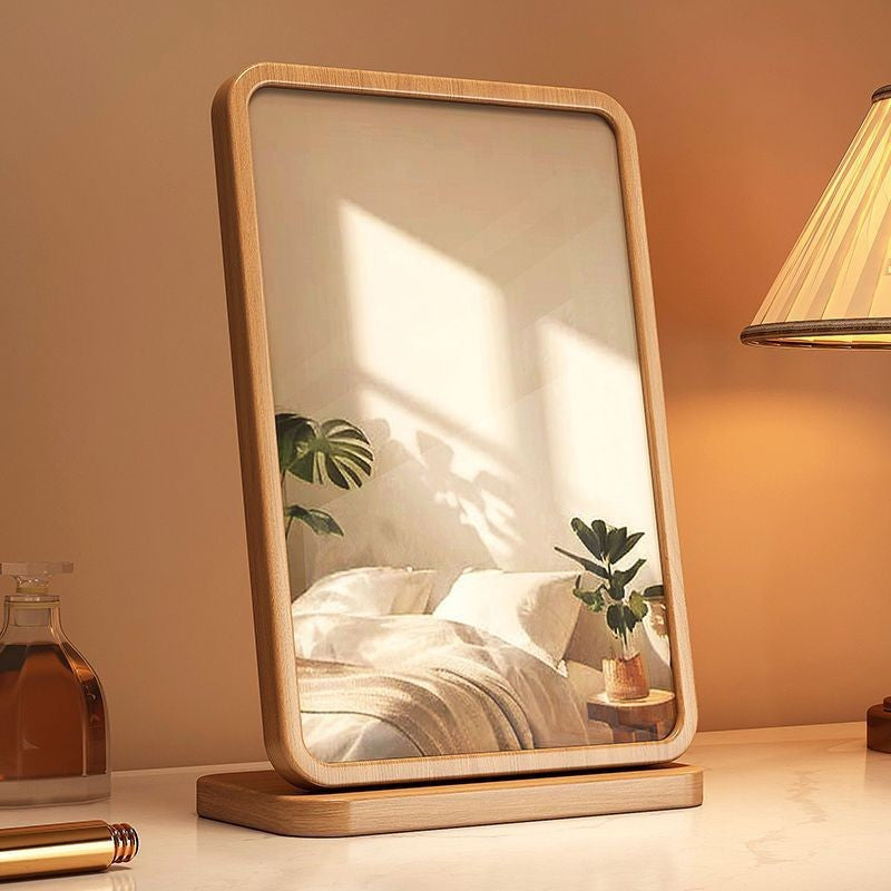 Bamboo Desk Mirror — Natural Vanity & Desk Organiser