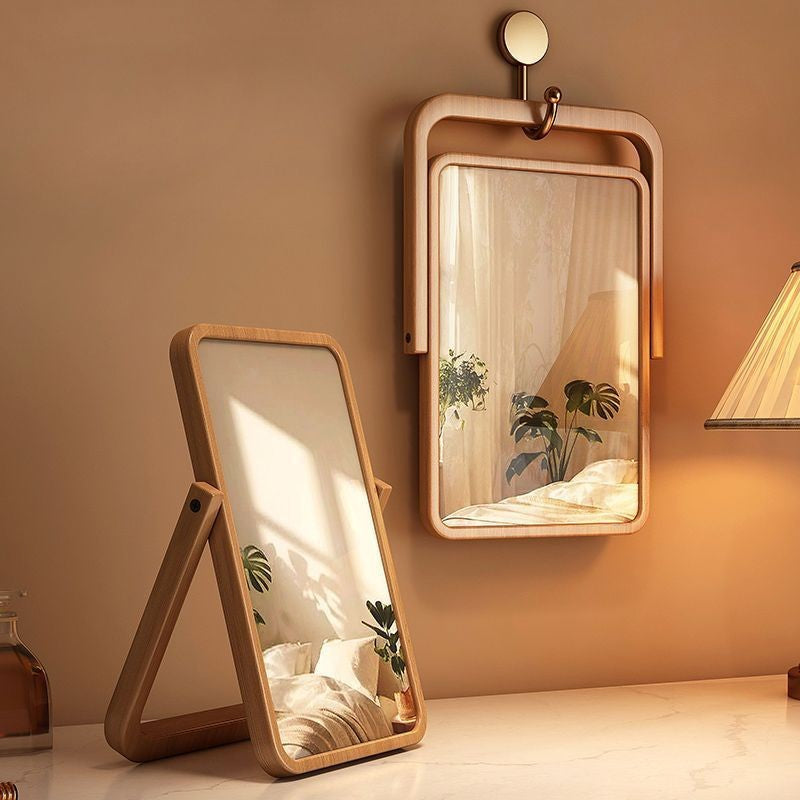 Bamboo Desk Mirror — Natural Vanity & Desk Organiser