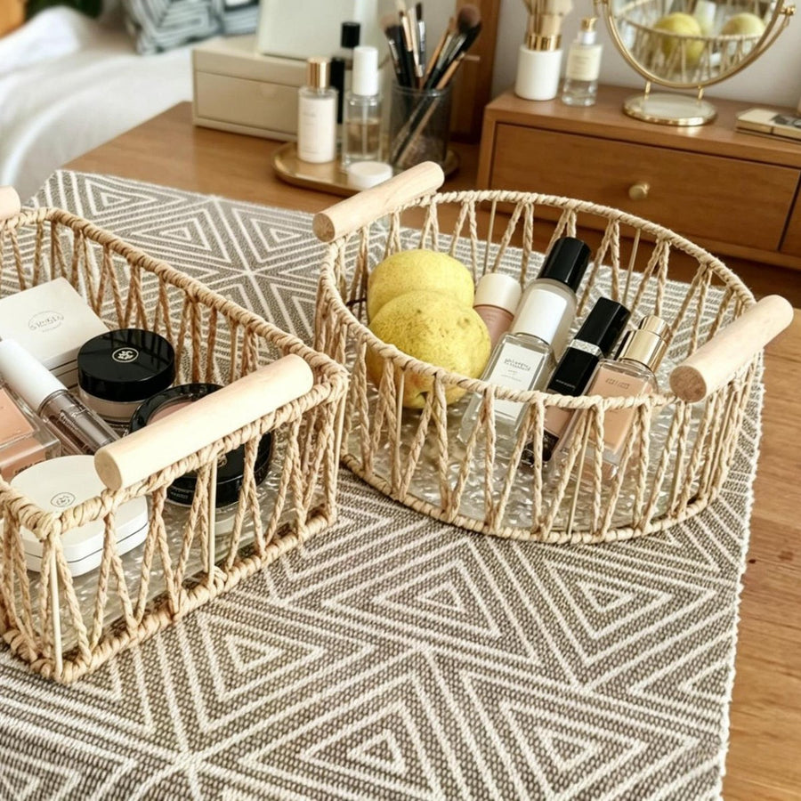 Woven Storage Basket — Desk & Home Surface Organiser