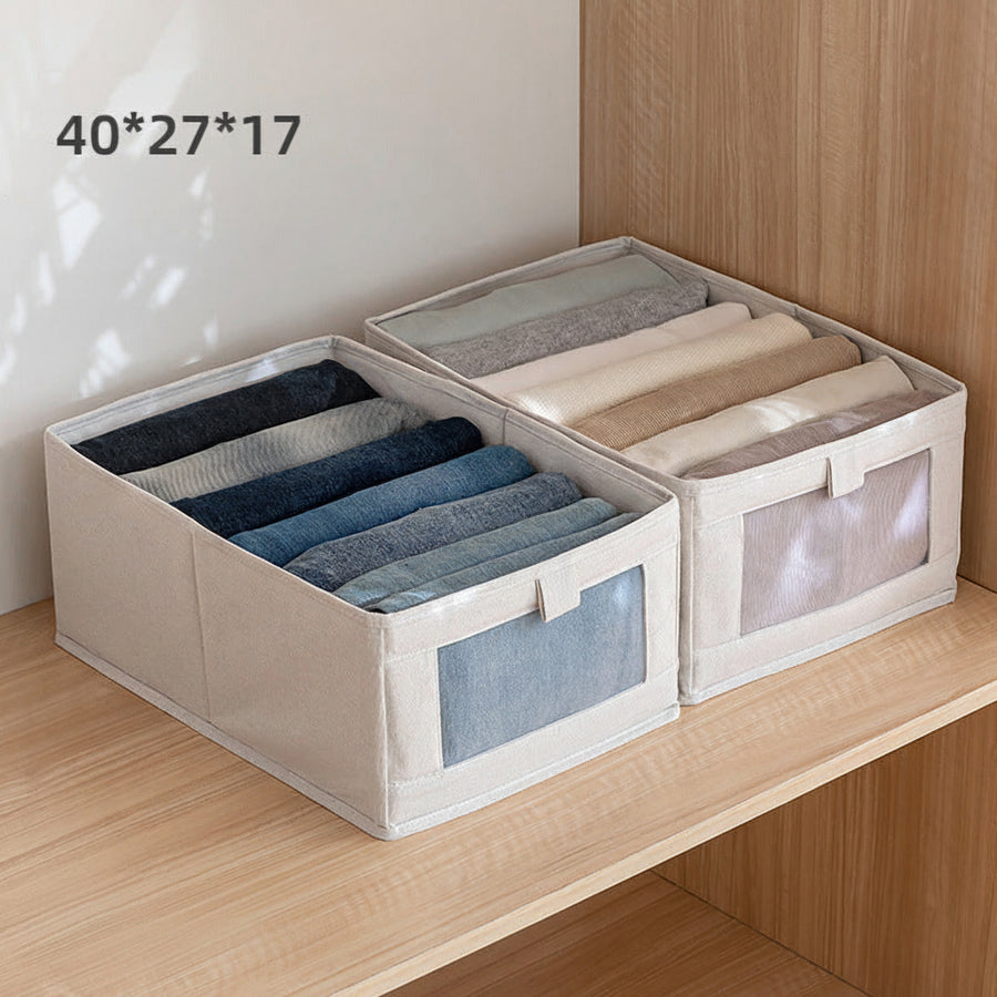 Fabric Storage Box with Window — Foldable Wardrobe & Drawer Organiser