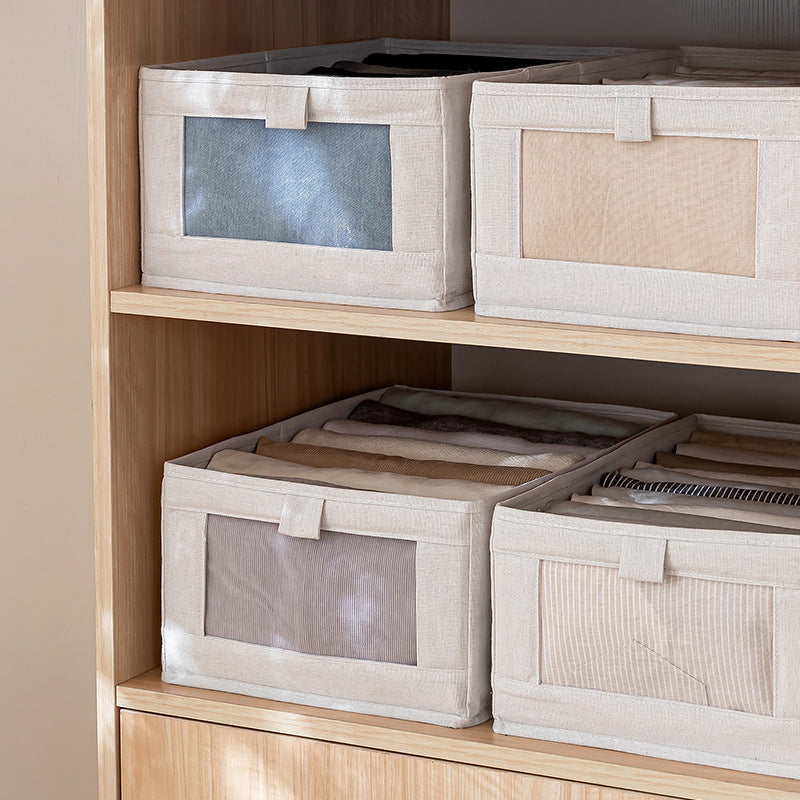 Fabric Storage Box with Window — Foldable Wardrobe & Drawer Organiser