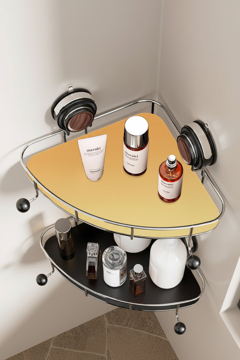 Suction Cup Corner Basket — No-Drill Bathroom & Shower Organiser