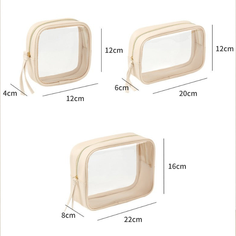 Transparent PU Makeup Bag — See-Through Travel & Desk Cosmetic Organiser