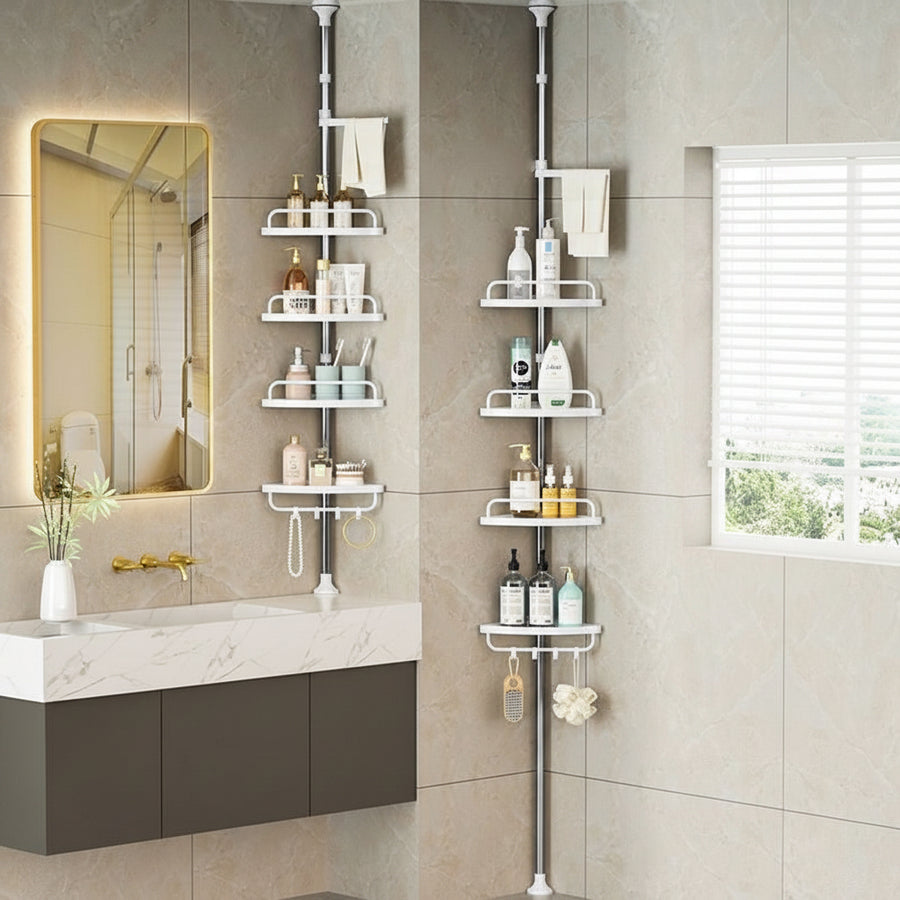 Telescopic Bathroom Storage Rack — No-Drill Floor-to-Ceiling Organiser