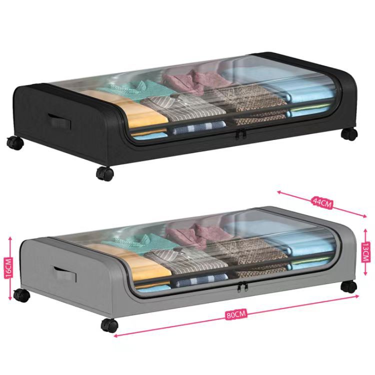 Under-Bed Storage Box with Wheels — Dust-Proof Clothes & Shoes Organiser