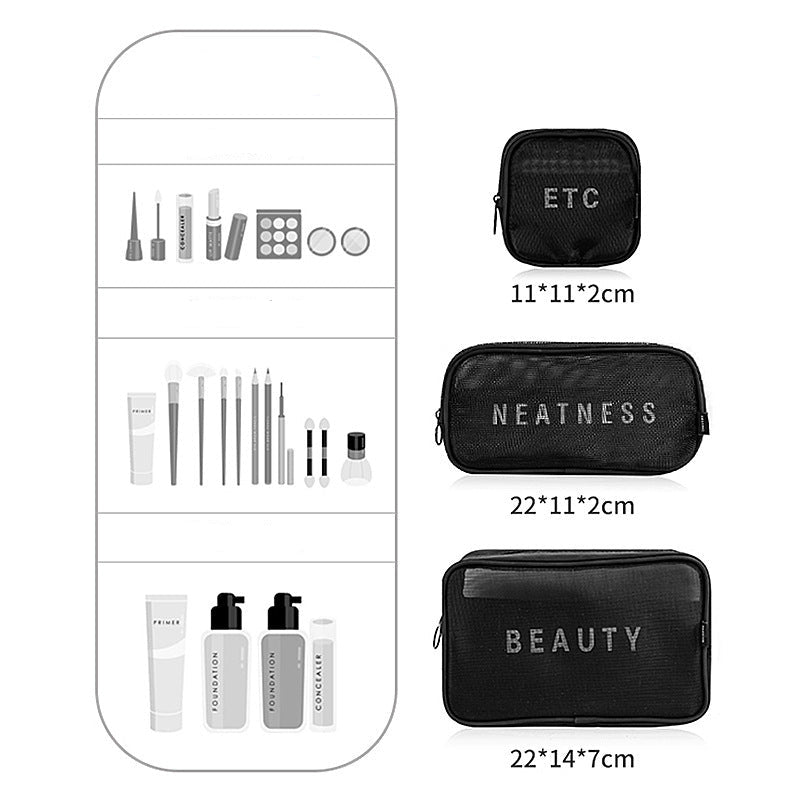 Nylon Mesh Organiser Pouch — Breathable Cosmetics, Tech & Travel Bag