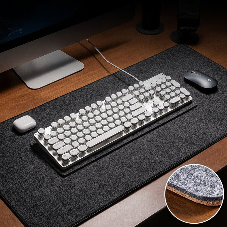 Felt Desk Mat — Natural Oversized Keyboard & Desk Surface Protector