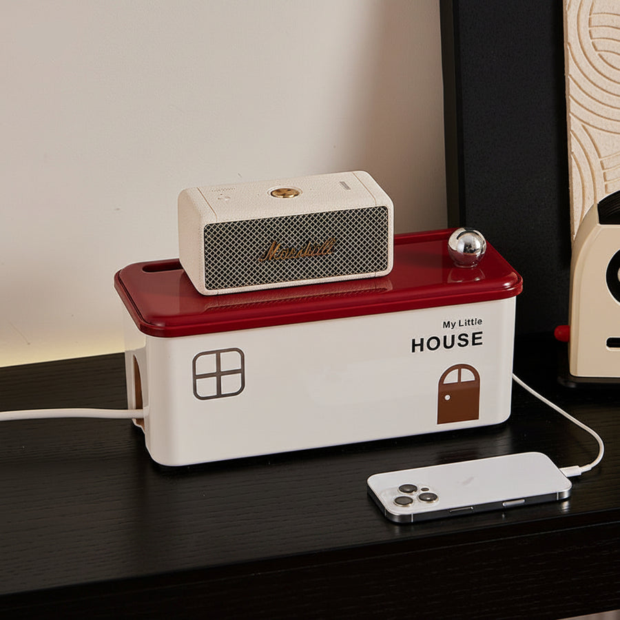 Cable & Power Strip Organiser Box — Hide Cords & Sockets on Any Desk