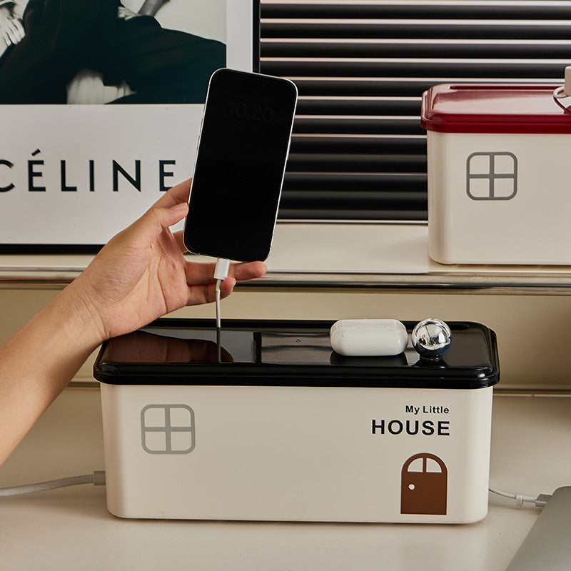Cable & Power Strip Organiser Box — Hide Cords & Sockets on Any Desk