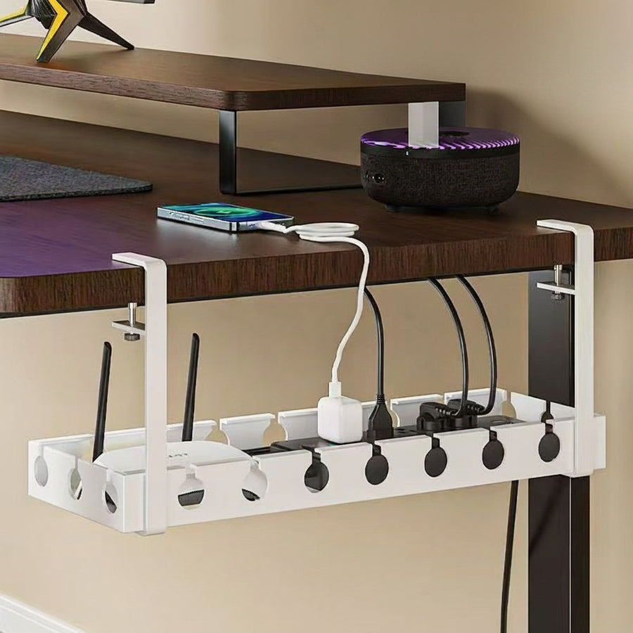 Under-Desk Cable Management Rack — No-Drill Power Cord Organiser