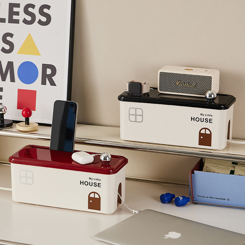 Cable & Power Strip Organiser Box — Hide Cords & Sockets on Any Desk