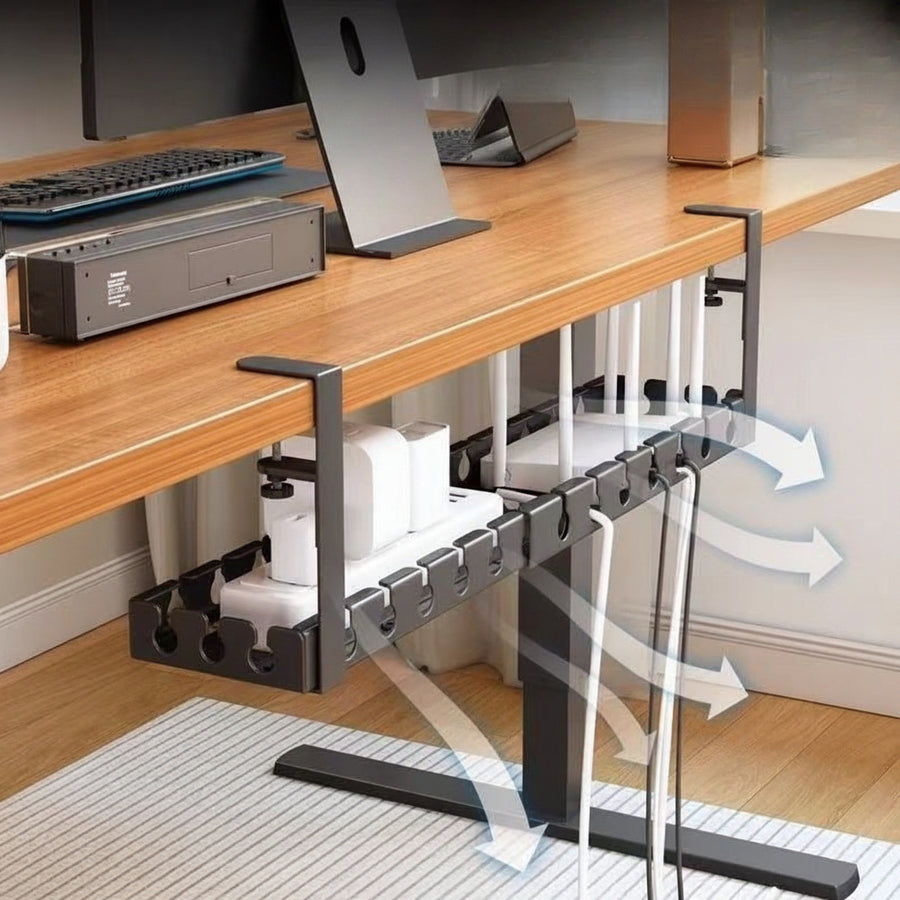 Under-Desk Cable Management Rack — No-Drill Power Cord Organiser
