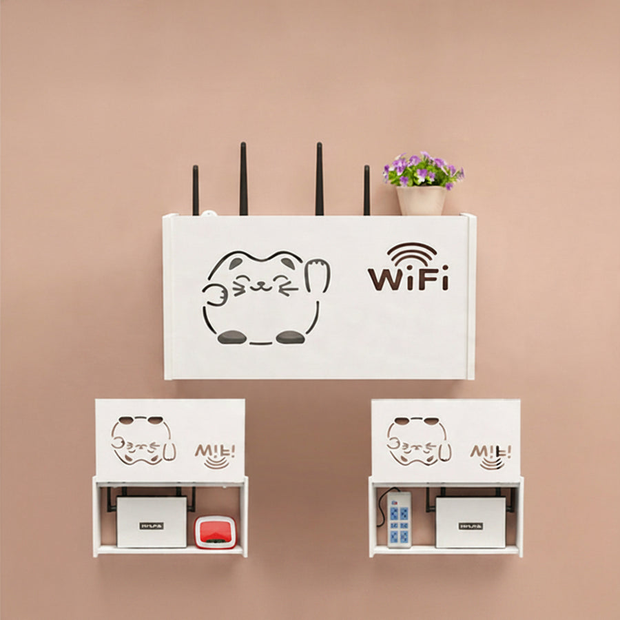 No-Drill Router & Cable Box — Wall-Mounted WiFi & Set-Top Box Organiser