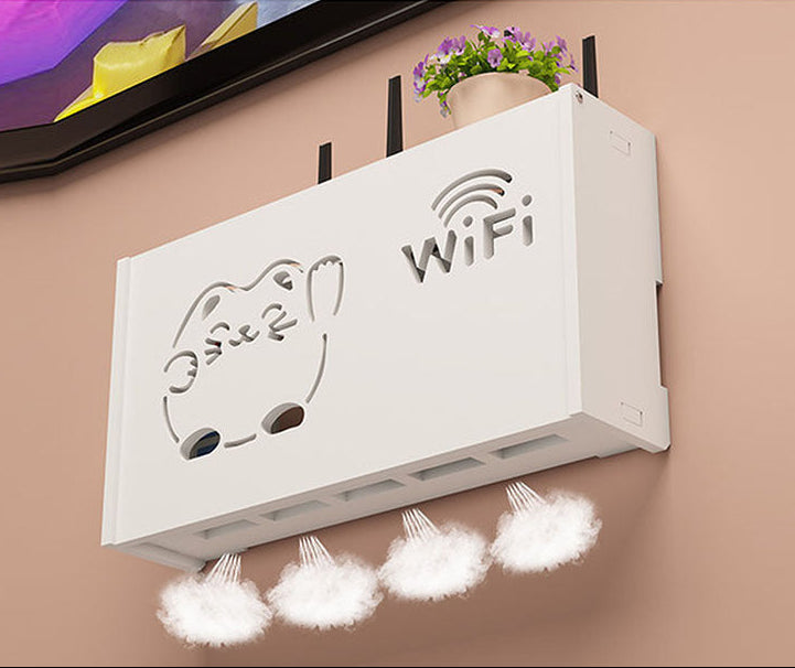 No-Drill Router & Cable Box — Wall-Mounted WiFi & Set-Top Box Organiser