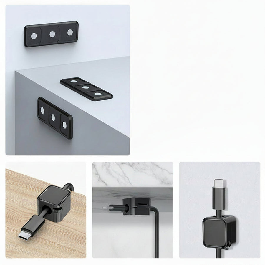 Magnetic Cable Clips — Self-Adhesive Desk Cable Holder & Routing Organiser
