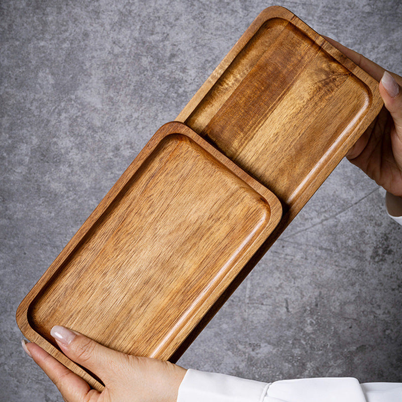 Acacia Wood Tray — Solid Wood Serving & Display Tray for Home & Desk