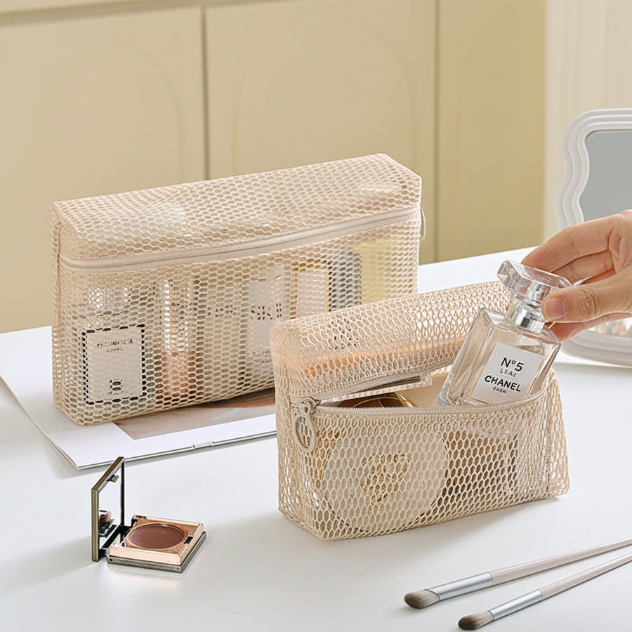 Mesh Travel Toiletry Bag — See-Through Cosmetic Pouch