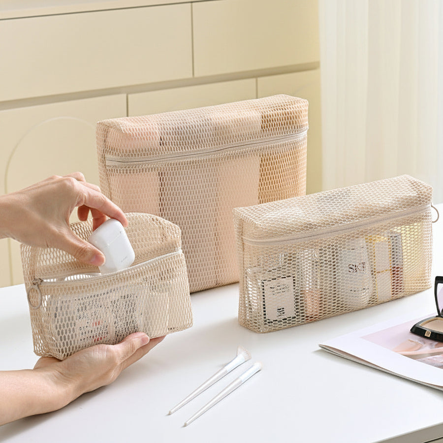 Mesh Travel Toiletry Bag — See-Through Cosmetic Pouch
