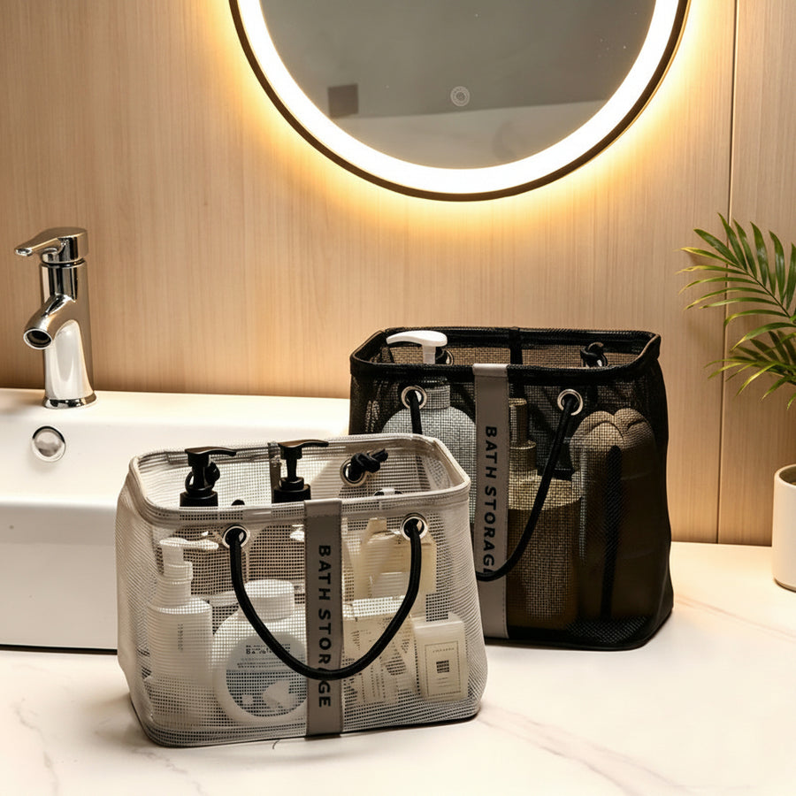 Mesh Bathroom Toiletry Bag — Portable Shower Caddy