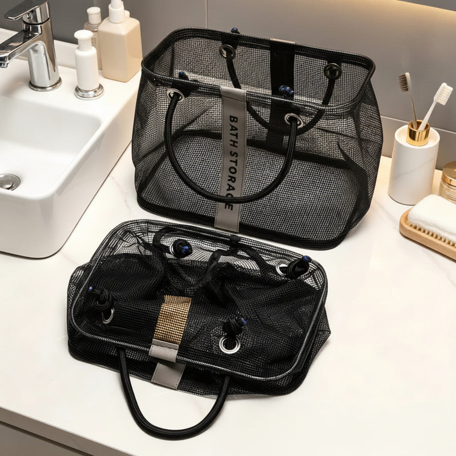 Mesh Bathroom Toiletry Bag — Portable Shower Caddy