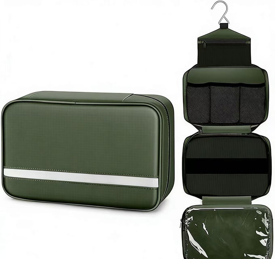 Nylon Hanging Folding Toiletry Bag – Lightweight, Water-Resistant, Large Capacity