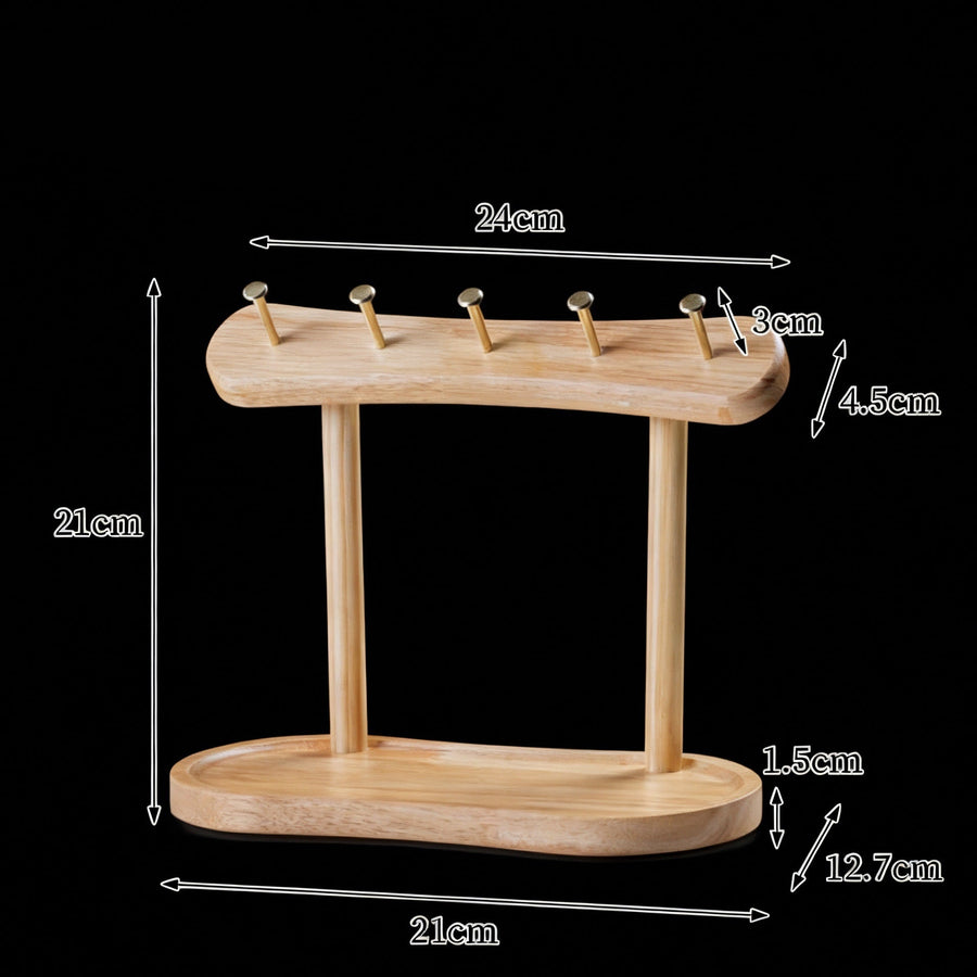 Entryway Key & Jewellery Rack — Solid Wood Wall Hook & Tray Organiser