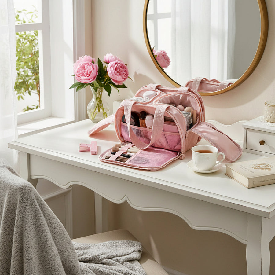 Multi-Compartment Travel Makeup & Toiletry Organiser