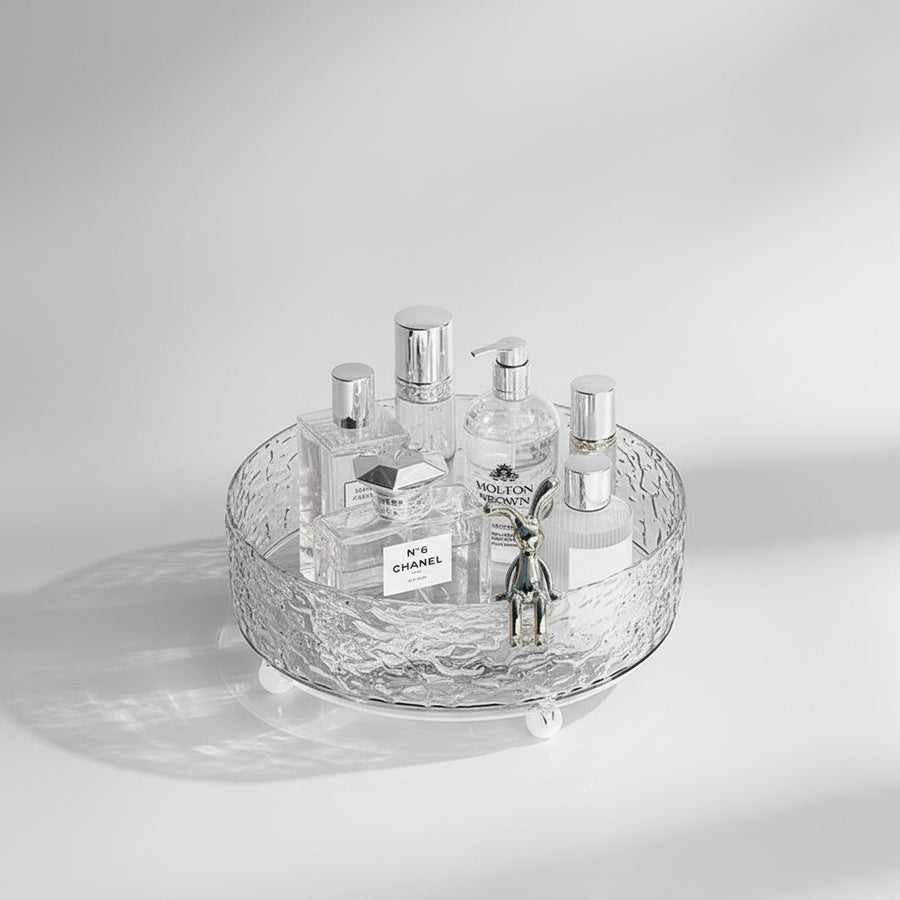 Glacier Pattern Rotating Cosmetics Organiser – Spinning Dressing Table Turntable
