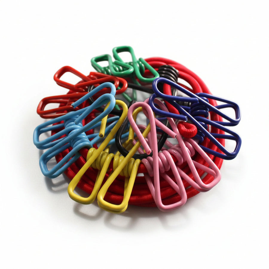 Portable Travel Clothesline with Clips